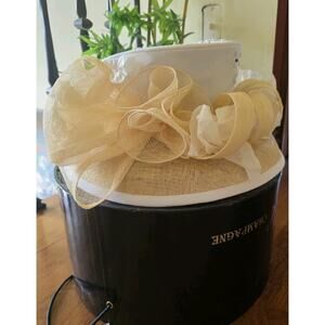 NIB Elite Champagne White And Beige Derby Church Special Occasion Hat Beads Bow